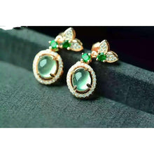 Load image into Gallery viewer, New Original Design Prehnite Oval Earrings Vintage Style Luxury Charm Women&#39;s Brand Silver Jewelry
