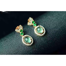 Load image into Gallery viewer, New Original Design Prehnite Oval Earrings Vintage Style Luxury Charm Women&#39;s Brand Silver Jewelry
