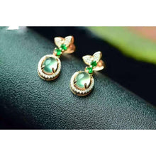 Load image into Gallery viewer, New Original Design Prehnite Oval Earrings Vintage Style Luxury Charm Women&#39;s Brand Silver Jewelry
