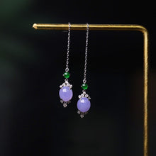 Load image into Gallery viewer, New Original Design Violet Purple Jade Chalcedony Earrings Vintage Retro Luxury Charm Women&#39;s Silver Jewelry
