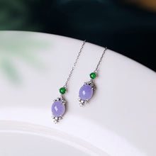 Load image into Gallery viewer, New Original Design Violet Purple Jade Chalcedony Earrings Vintage Retro Luxury Charm Women&#39;s Silver Jewelry
