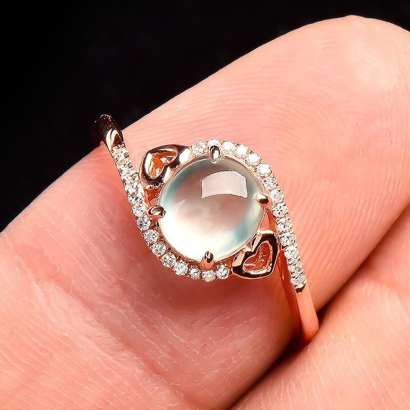 New original designer craft natural chalcedony opening adjustable ring oval love irregular shape charm women's silver jewelry