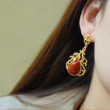 Load image into Gallery viewer, Original Design Natural Southern Red Agate Water Drop Shaped Earrings Vintage Style Retro Luxury Jewelry
