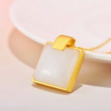 Load image into Gallery viewer, Original Natural Fine White Square Pendant Necklace with Vintage Retro Bohemian Women&#39;s Silver Jewelry
