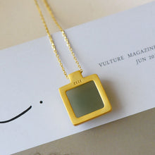 Load image into Gallery viewer, Original Natural Fine White Square Pendant Necklace with Vintage Retro Bohemian Women&#39;s Silver Jewelry
