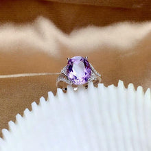 Load image into Gallery viewer, New Original Natural Amethyst Opening Adjustable Ring Luxury Charm Lady Brand Silver Jewelry
