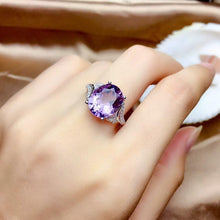 Load image into Gallery viewer, New Original Natural Amethyst Opening Adjustable Ring Luxury Charm Lady Brand Silver Jewelry
