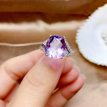 Load image into Gallery viewer, New Original Natural Amethyst Opening Adjustable Ring Luxury Charm Lady Brand Silver Jewelry
