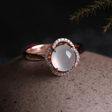 Load image into Gallery viewer, Original Natural Ice Chalcedony Female Rose Gold Elegant Charm Opening Adjustable Ring
