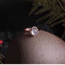 Load image into Gallery viewer, Original Natural Ice Chalcedony Female Rose Gold Elegant Charm Opening Adjustable Ring
