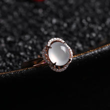 Load image into Gallery viewer, Original Natural Ice Chalcedony Female Rose Gold Elegant Charm Opening Adjustable Ring
