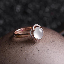 Load image into Gallery viewer, Original Natural Ice Chalcedony Female Rose Gold Elegant Charm Opening Adjustable Ring
