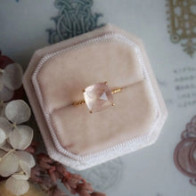 Load image into Gallery viewer, New Original Pink Rose Quartz Geometric Facet Opening Adjustable Ring Golden Twist Luxury Charm Women Silver Jewelry
