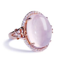 Load image into Gallery viewer, Original Pink Crystal Opening Adjustable Ring Rose Gold Luxury Women&#39;s Silver Jewelry
