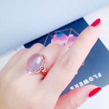 Load image into Gallery viewer, Original Pink Crystal Opening Adjustable Ring Rose Gold Luxury Women&#39;s Silver Jewelry
