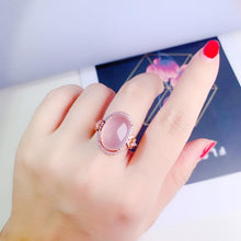 Load image into Gallery viewer, Original Pink Crystal Opening Adjustable Ring Rose Gold Luxury Women&#39;s Silver Jewelry
