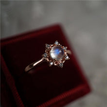 Load image into Gallery viewer, Original Unique Craft Natural Moonstone Snowflake Opening Adjustable Ring Romantic Luxury Charm Women&#39;s Brand Silver
