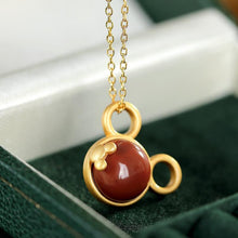 Load image into Gallery viewer, Original Natural Southern Red Agate Cut Pendant Necklace Vintage Style Retro Unique Craft Women&#39;s Brand Jewelry
