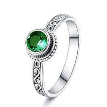 Load image into Gallery viewer, 925 Silver Lab Emerald Charm Cut Green Crystal Opening Adjustable Women&#39;s Ring
