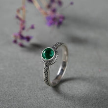 Load image into Gallery viewer, 925 Silver Lab Emerald Charm Cut Green Crystal Opening Adjustable Women&#39;s Ring
