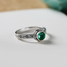 Load image into Gallery viewer, 925 Silver Lab Emerald Charm Cut Green Crystal Opening Adjustable Women&#39;s Ring
