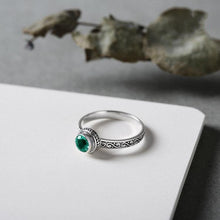 Load image into Gallery viewer, 925 Silver Lab Emerald Charm Cut Green Crystal Opening Adjustable Women&#39;s Ring
