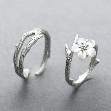 Load image into Gallery viewer, S925 Silver Original Design Fine White Jade Blossom Couple Opening Adjustable Ring For Men and Women
