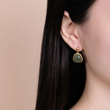 Load image into Gallery viewer, Lokaloca Silver Inlaid Fine Jade Earrings
