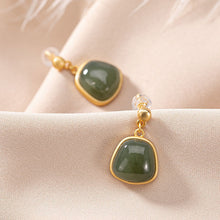 Load image into Gallery viewer, Lokaloca Silver Inlaid Fine Jade Earrings
