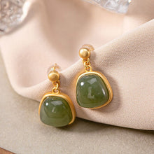 Load image into Gallery viewer, Lokaloca Silver Inlaid Fine Jade Earrings
