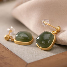 Load image into Gallery viewer, Lokaloca Silver Inlaid Fine Jade Earrings
