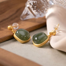 Load image into Gallery viewer, Lokaloca Silver Inlaid Fine Jade Earrings
