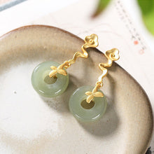 Load image into Gallery viewer, Silver Inlaid Fine Jade Plant Auspicious Earrings Vintage Unique Craft Luxury Charm Women&#39;s Jewelry
