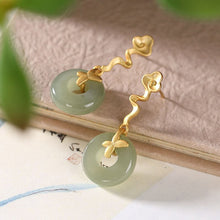 Load image into Gallery viewer, Silver Inlaid Fine Jade Plant Auspicious Earrings Vintage Unique Craft Luxury Charm Women&#39;s Jewelry
