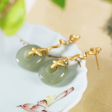 Load image into Gallery viewer, Silver Inlaid Fine Jade Plant Auspicious Earrings Vintage Unique Craft Luxury Charm Women&#39;s Jewelry
