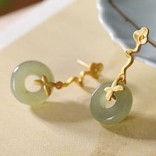 Load image into Gallery viewer, Silver Inlaid Fine Jade Plant Auspicious Earrings Vintage Unique Craft Luxury Charm Women&#39;s Jewelry
