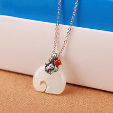 Load image into Gallery viewer, Silver Inlaid Fine White Chalcedony Pendant Necklace Elephant Shape Lovely Retro Charm Elegant Women&#39;s Brand Jewelry
