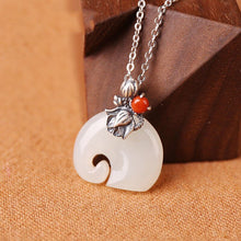 Load image into Gallery viewer, Silver Inlaid Fine White Chalcedony Pendant Necklace Elephant Shape Lovely Retro Charm Elegant Women&#39;s Brand Jewelry
