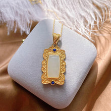 Load image into Gallery viewer, New Silver Inlaid Fine White Jade Pendant Vintage Style Retro Unique Crafts Lapis Lazuli Women&#39;s Brand Jewelry
