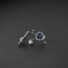 Load image into Gallery viewer, Silver Inlaid Pearl Cloisonne Earrings Vintage Style Retro Minority Design Plant Elegant Women&#39;s Jewelry
