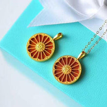 Load image into Gallery viewer, New Silver Inlaid Southern Red Agate Orange Pendant Necklace Vintage Style Retro Unique Golden Craft Charm Women&#39;s Jewelry
