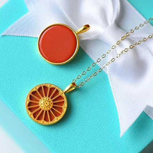 Load image into Gallery viewer, New Silver Inlaid Southern Red Agate Orange Pendant Necklace Vintage Style Retro Unique Golden Craft Charm Women&#39;s Jewelry
