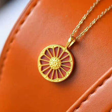 Load image into Gallery viewer, New Silver Inlaid Southern Red Agate Orange Pendant Necklace Vintage Style Retro Unique Golden Craft Charm Women&#39;s Jewelry
