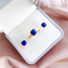 Load image into Gallery viewer, New Silver Inlaid Natural Lapis Lazuli Ring Elegant Unique Luxury Gilt Charm Women&#39;s Jewelry
