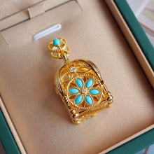 Load image into Gallery viewer, Silver Inlaid Turquoise Pendant Necklace Vintage Style Retro Unique Craftsmanship Women&#39;s Brand Jewelry
