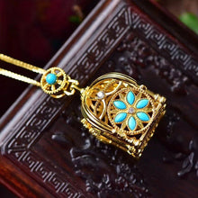 Load image into Gallery viewer, Silver Inlaid Turquoise Pendant Necklace Vintage Style Retro Unique Craftsmanship Women&#39;s Brand Jewelry
