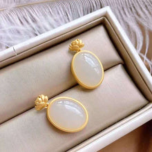 Load image into Gallery viewer, New Silver Inlaid Gold-plated  Natural Fine White Jade Chalcedony Pendant Necklace Vintage Charm Women&#39;s Jewelry
