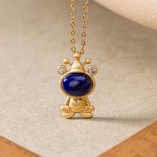 Load image into Gallery viewer, Silver Inlaid Lapis Lazuli Frog Pendant Necklace Vintage Style Retro Unique Craft Charm Women&#39;s Jewelry
