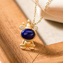 Load image into Gallery viewer, Silver Inlaid Lapis Lazuli Frog Pendant Necklace Vintage Style Retro Unique Craft Charm Women&#39;s Jewelry
