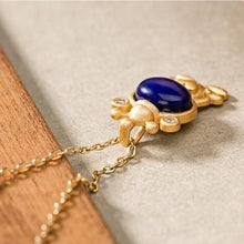 Load image into Gallery viewer, Silver Inlaid Lapis Lazuli Frog Pendant Necklace Vintage Style Retro Unique Craft Charm Women&#39;s Jewelry
